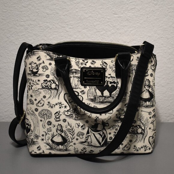 Loungefly Alice In Wonderland Line Art Crossbody Purse - Picture 4 of 11